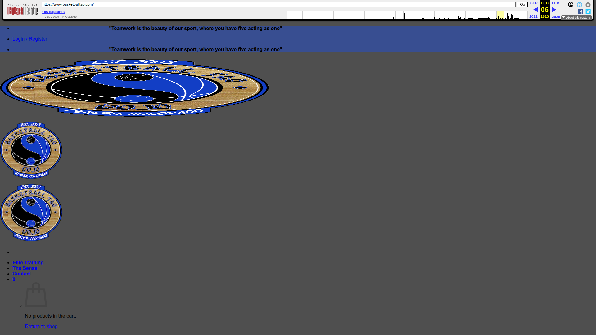 Basketball Tao Dojo website before redesign